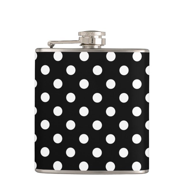 Schwarzweiss-Tupfen-Muster Flachmann (Vorderseite)