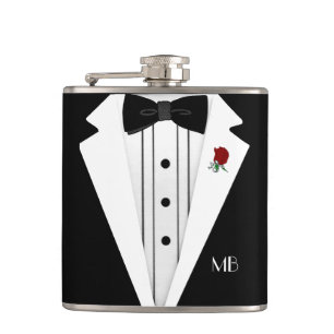 Schwarzweiss-Tuxedo-Trauzeugen Flachmann