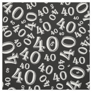 Schwarzweiss-Typografie-Muster der Nr.-40 Stoff