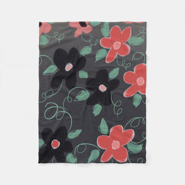 Schwarzweiß und Rot Fleecedecke (Vorderseite)