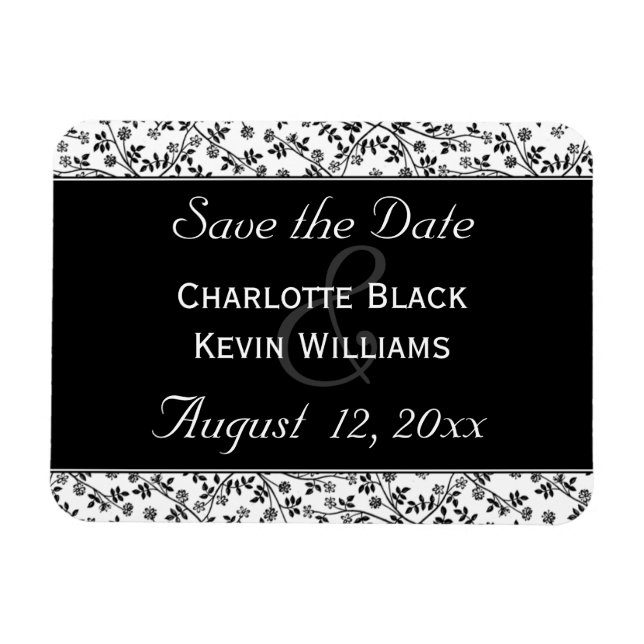 Schwarzweiß und Weiß speichern das Datumsfenster Magnet (Horizontal)