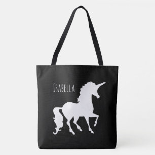Schwarzweiss-Unicorn-Silhouette modernes Trendy Tasche