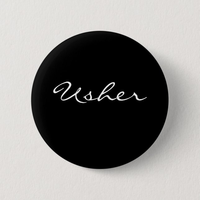 Schwarzweiss-Usher-Knopf Button (Vorderseite)