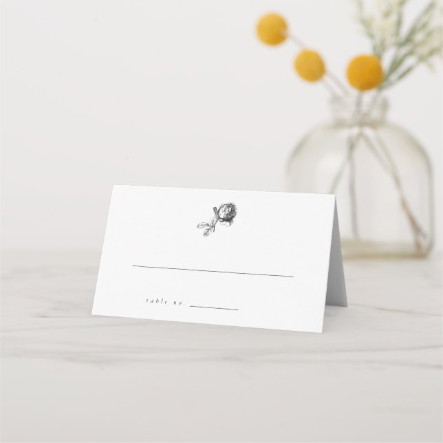 Schwarzweiß-Vintage Rose Hochzeitskarten Platzkarte (Vorderseite)