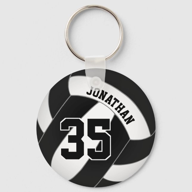 Schwarzweiß-Volleyballteam Schlüsselanhänger (Vorderseite)