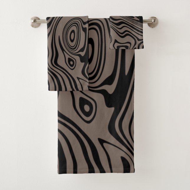 Schwarzweiß Wavy Striping Badetücher wählen Farbe Badhandtuch Set (Insitu)
