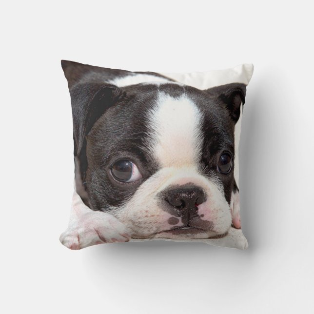 Schwarzweiss-Welpen-Kissen Bostons Terrier Kissen (Vorderseite)