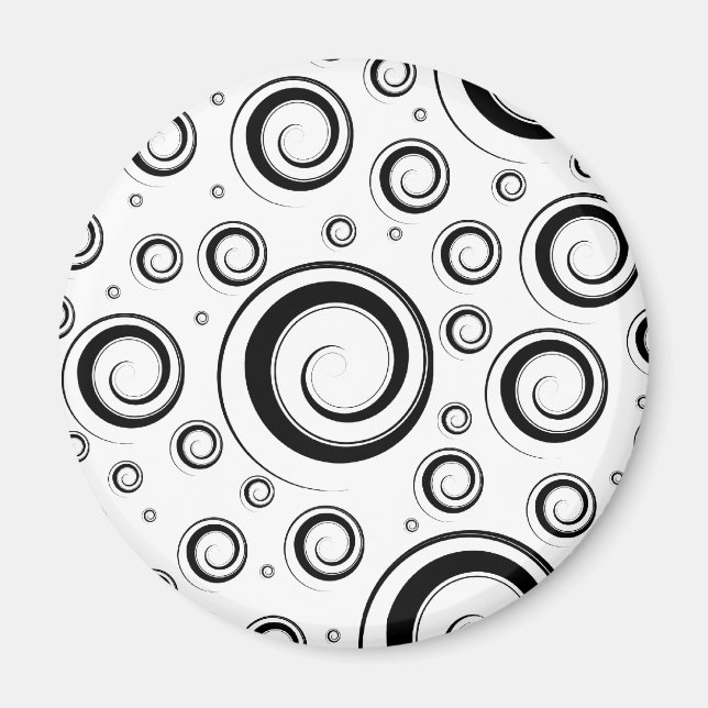 Schwarzweiß-Wirbel Magnet (Vorne)