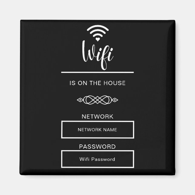 Schwarzweiß-WLAN-Kennwort für Zuhause Magnet (Vorne)