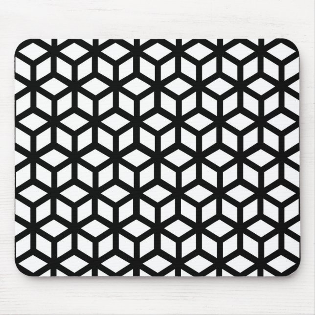 Schwarzweiss-Würfel-Muster Mousepad (Vorne)