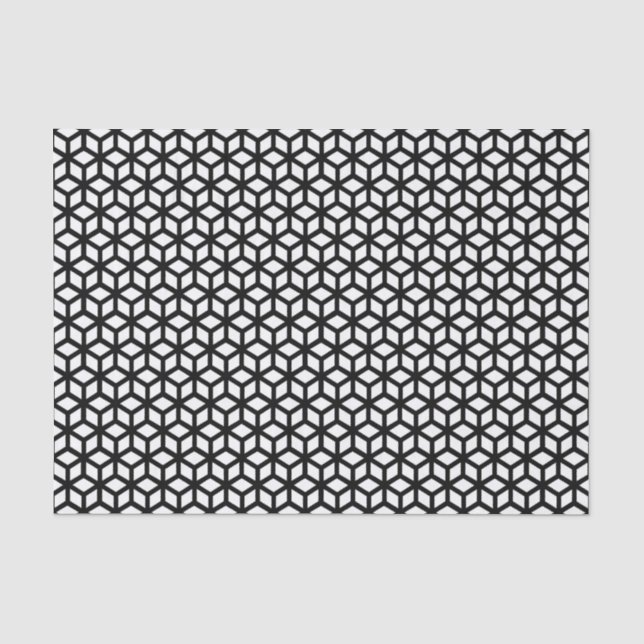 Schwarzweiss-Würfel-Muster Seidenpapier (Vorderseite)