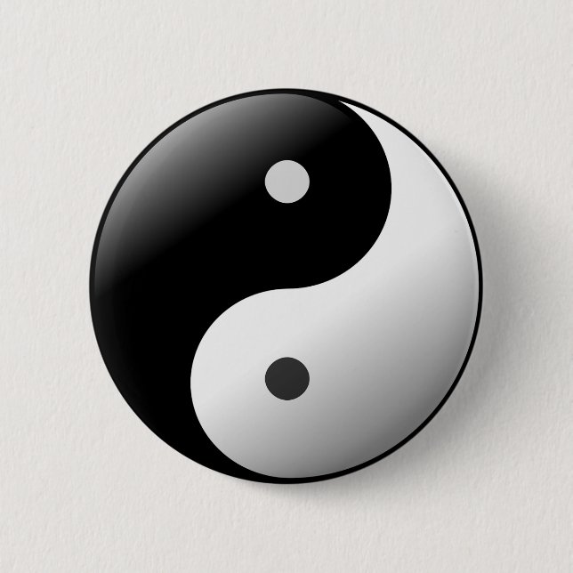 Schwarzweiss-Yin Yang Symbolknopf Button (Vorderseite)