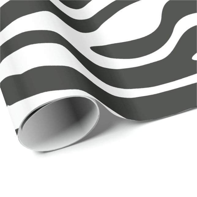 Schwarzweiss-Zebra-bunter Retro Tierdruck Geschenkpapier (Rolleneckpunkt)