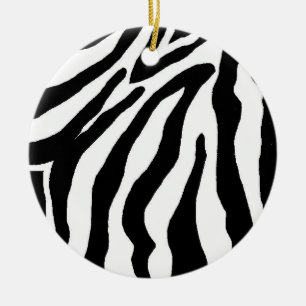 Schwarzweiss-Zebra-Druck-Weihnachtsverzierung Keramikornament