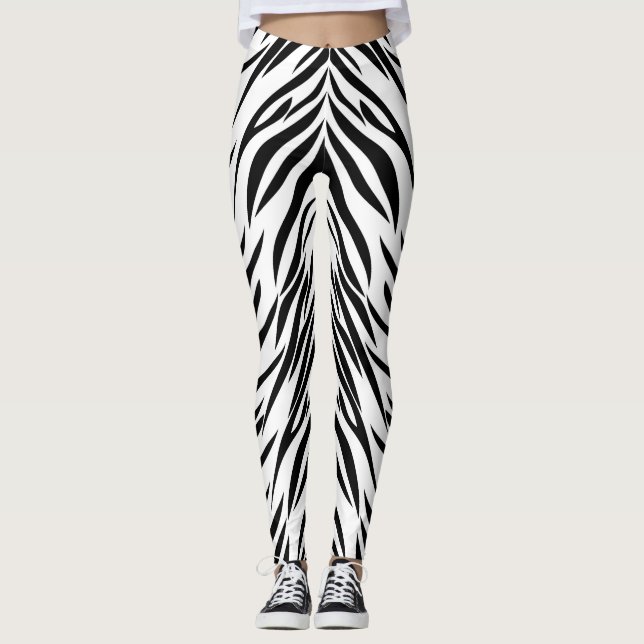 Schwarzweiß-Zebra Leggings (Vorderseite)