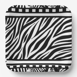 Schwarzweiß-Zebra Pappteller