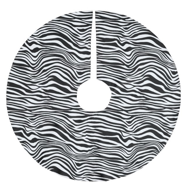 Schwarzweiß-Zebra Polyester Weihnachtsbaumdecke (Vorderseite)