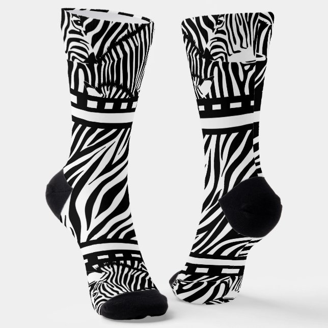 Schwarzweiß-Zebra Socken (Gewinkelt)