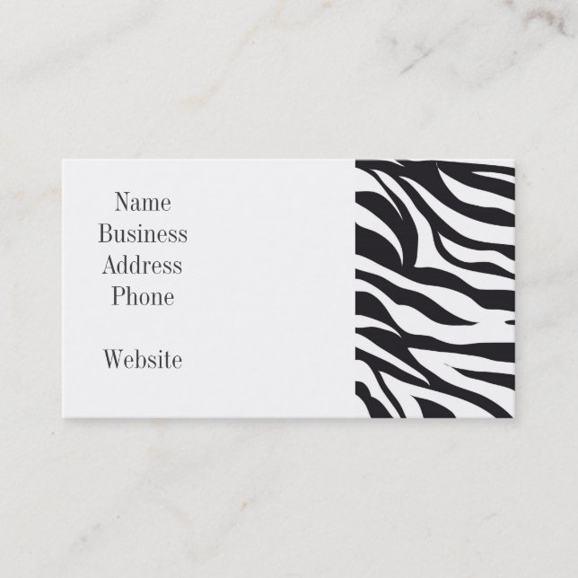 Schwarzweiss-Zebra-Streifen-Druck-Muster-Geschenke Visitenkarte (Vorderseite)