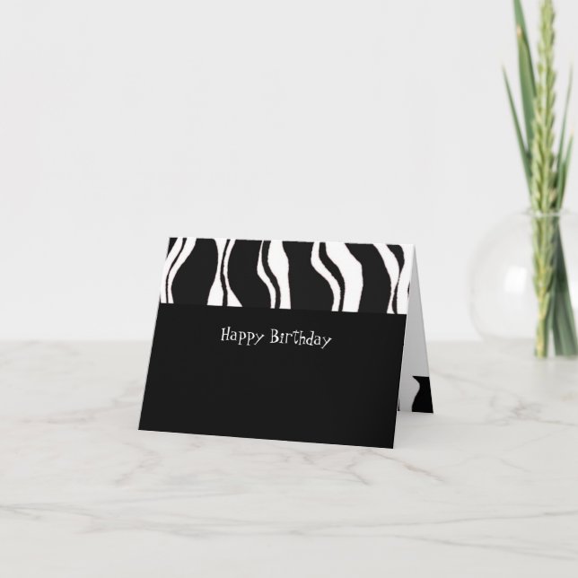 Schwarzweiss-Zebra-Streifen-Geburtstag Dankeskarte (Vorderseite)