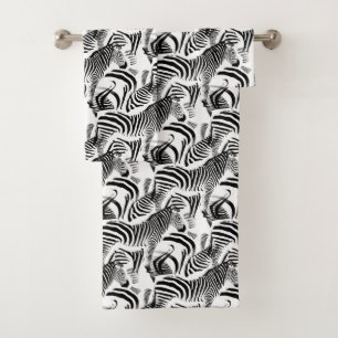 Schwarzweiss-Zebra-Streifen, Tuch-Set Badhandtuch Set