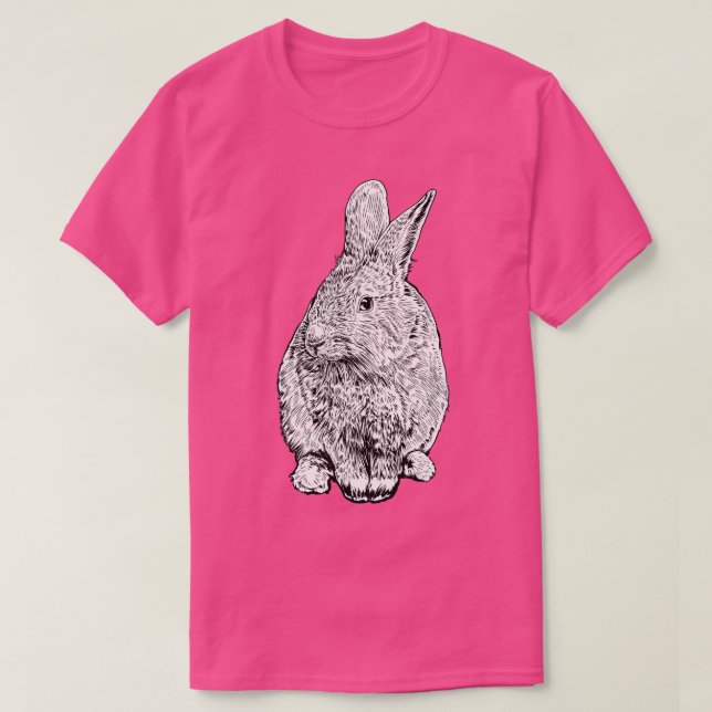 Schwarzweiß-zeichnend Kaninchen T-Shirt (Design vorne)