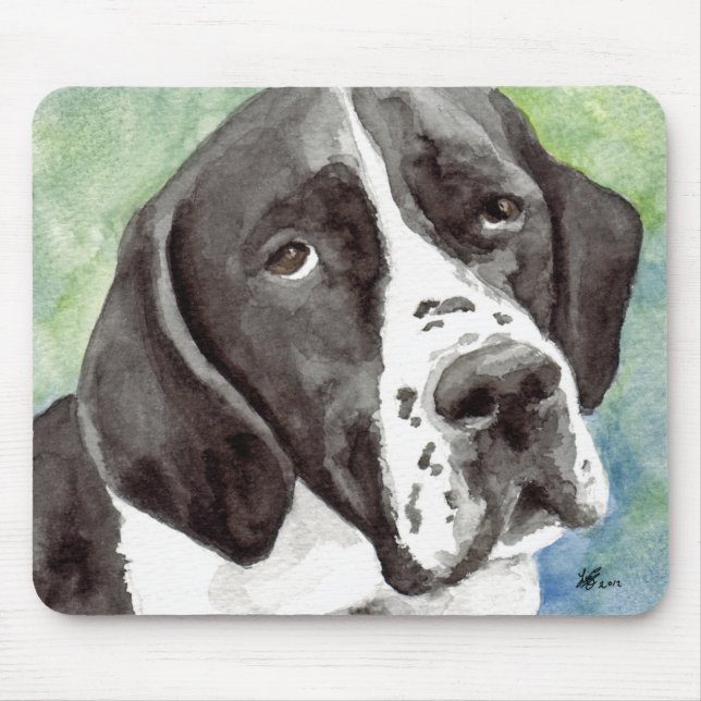 Schwarzweiss-Zeiger-Hund Mousepad (Vorne)