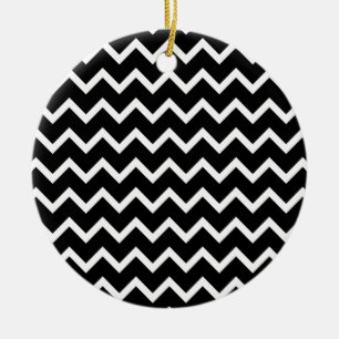 Schwarzweiss-Zickzack-Muster Keramik Ornament