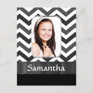 Schwarzweiß Zickzack Postkarte