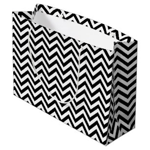 Schwarzweiss-Zickzack Stripes Zickzack Muster Große Geschenktüte