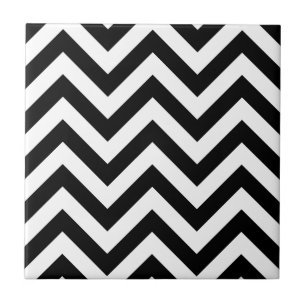 Schwarzweiss-Zickzack-Zickzack Muster Fliese