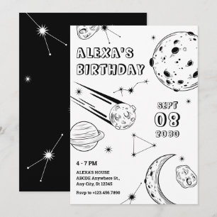Schwarzweißastrologie Mond Geburtstag Einladung
