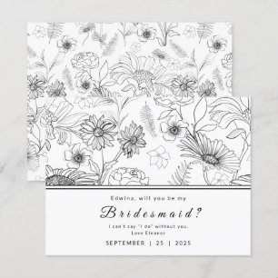 Schwarzweißbild-Blume-Design: Meine Bridesmaid Einladung