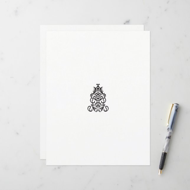 Schwarzweißbild eines verzierten Designs (Vorderseite/Rückseite Beispiel)