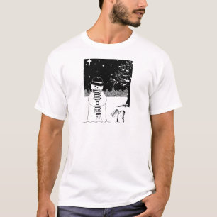 Schwarzweißbild niedlicher Schneemann Weihnachten T-Shirt