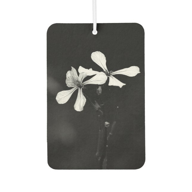 Schwarzweißblumen Autolufterfrischer (Vorderseite)