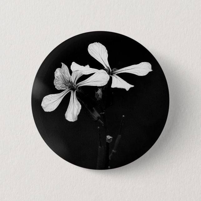 Schwarzweißblumen Button (Vorderseite)