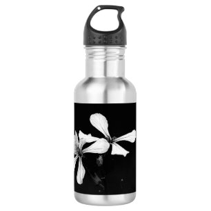 Schwarzweißblumen Edelstahlflasche