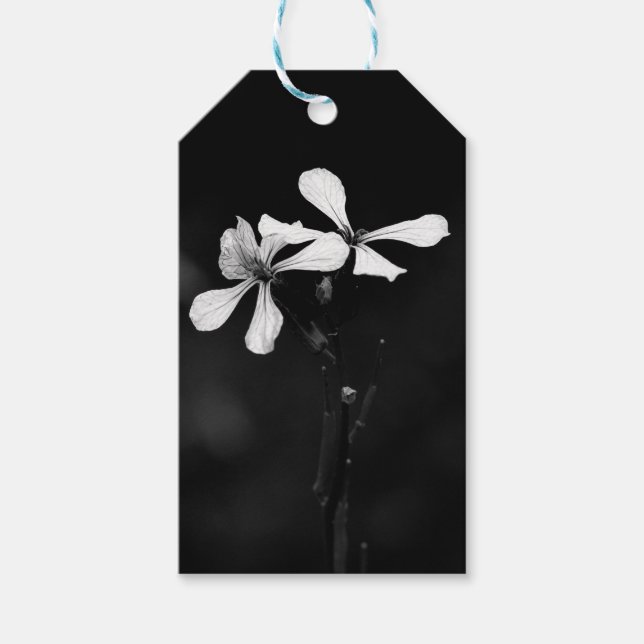 Schwarzweißblumen Geschenkanhänger (Vorderseite)