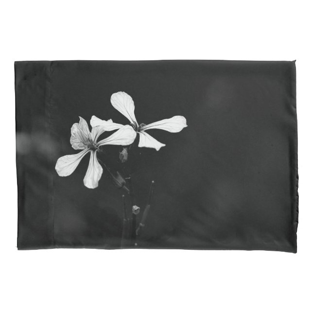 Schwarzweißblumen Kissenbezug (Vorderseite)