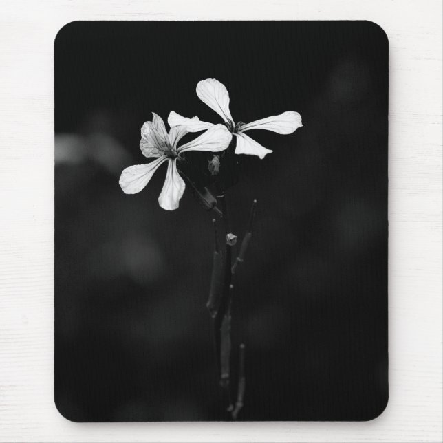 Schwarzweißblumen Mousepad (Vorne)