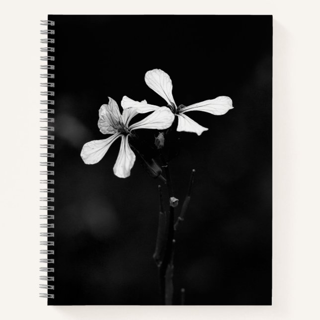 Schwarzweißblumen Notizbuch (Vorderseite)