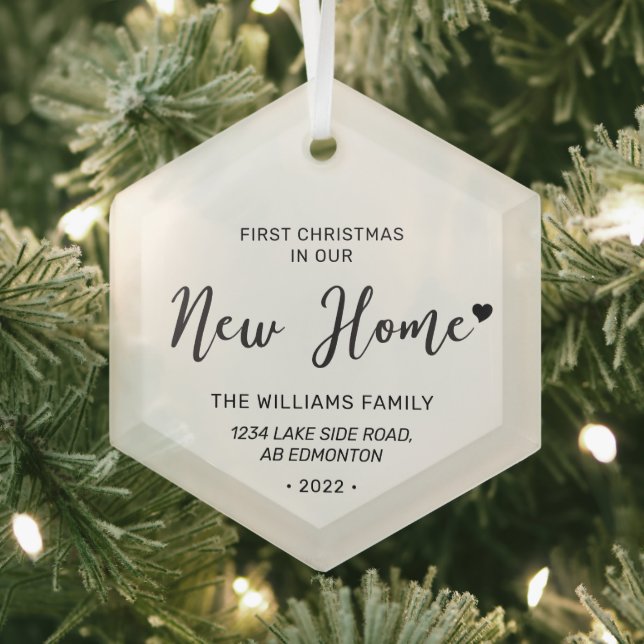 Schwarzweißbriefe Neue Zuhause-Adresse Weihnachten Ornament Aus Glas (Insitu)