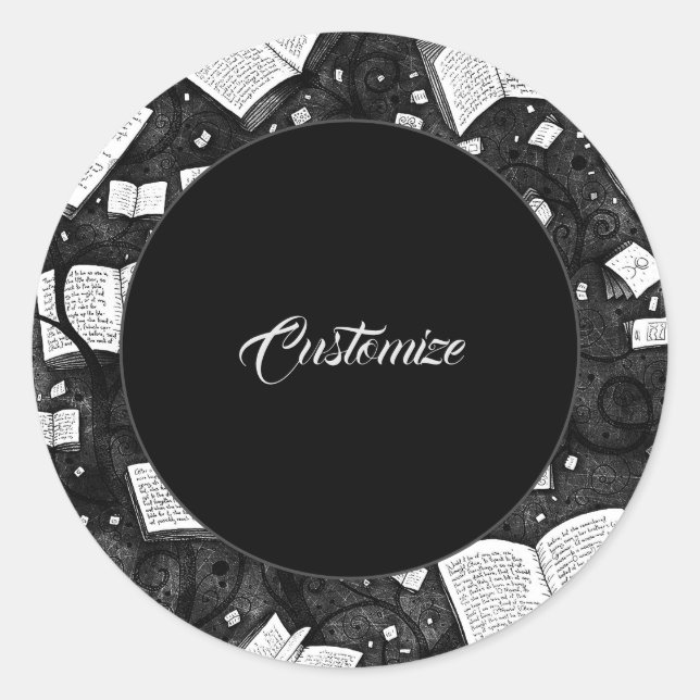 Schwarzweißbücher - Hintergrund Runder Aufkleber (Vorderseite)