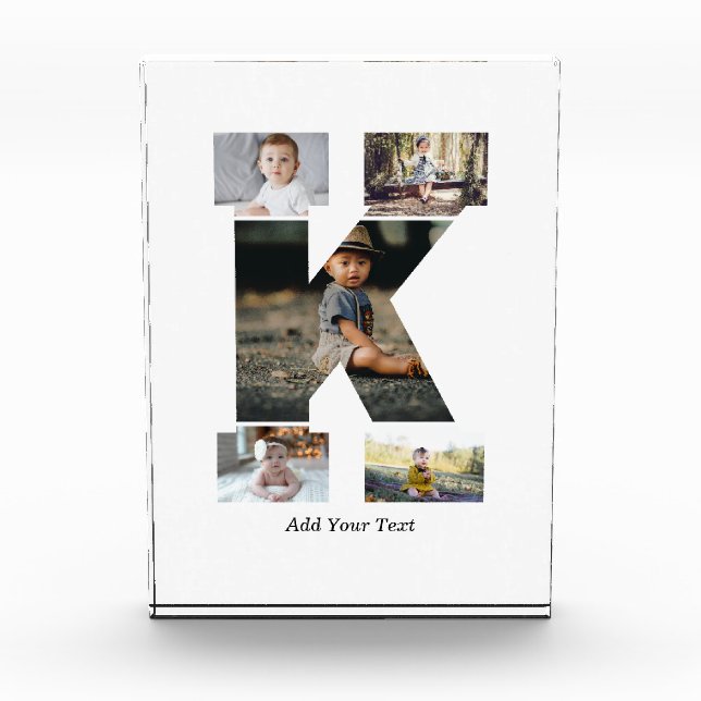 Schwarzweißbuchstaben K FotoCollage Fotoblock (Vorderseite)