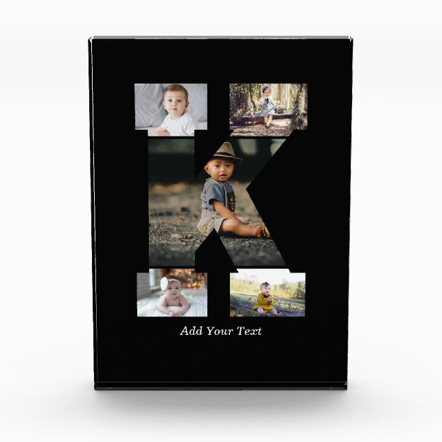 Schwarzweißbuchstaben K FotoCollage Fotoblock (Vorderseite)