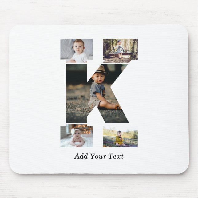 Schwarzweißbuchstaben K FotoCollage Mousepad (Vorne)