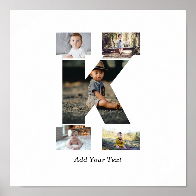Schwarzweißbuchstaben K FotoCollage Poster (Vorne)