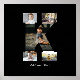 Schwarzweißbuchstaben K FotoCollage Poster