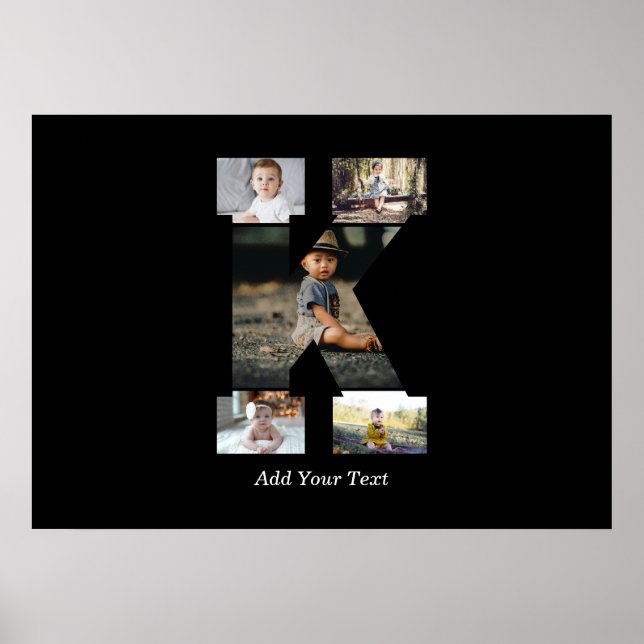 Schwarzweißbuchstaben K FotoCollage Poster (Vorne)